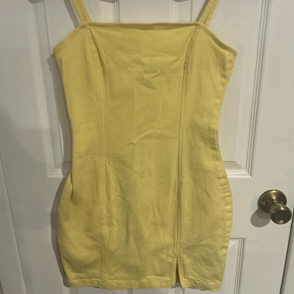 Yellow denim h&m mini dress.